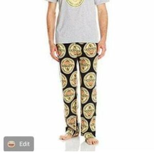 Guinness Logo flannel pajama Pants Black yellow size XL Lounge Drawstring pants